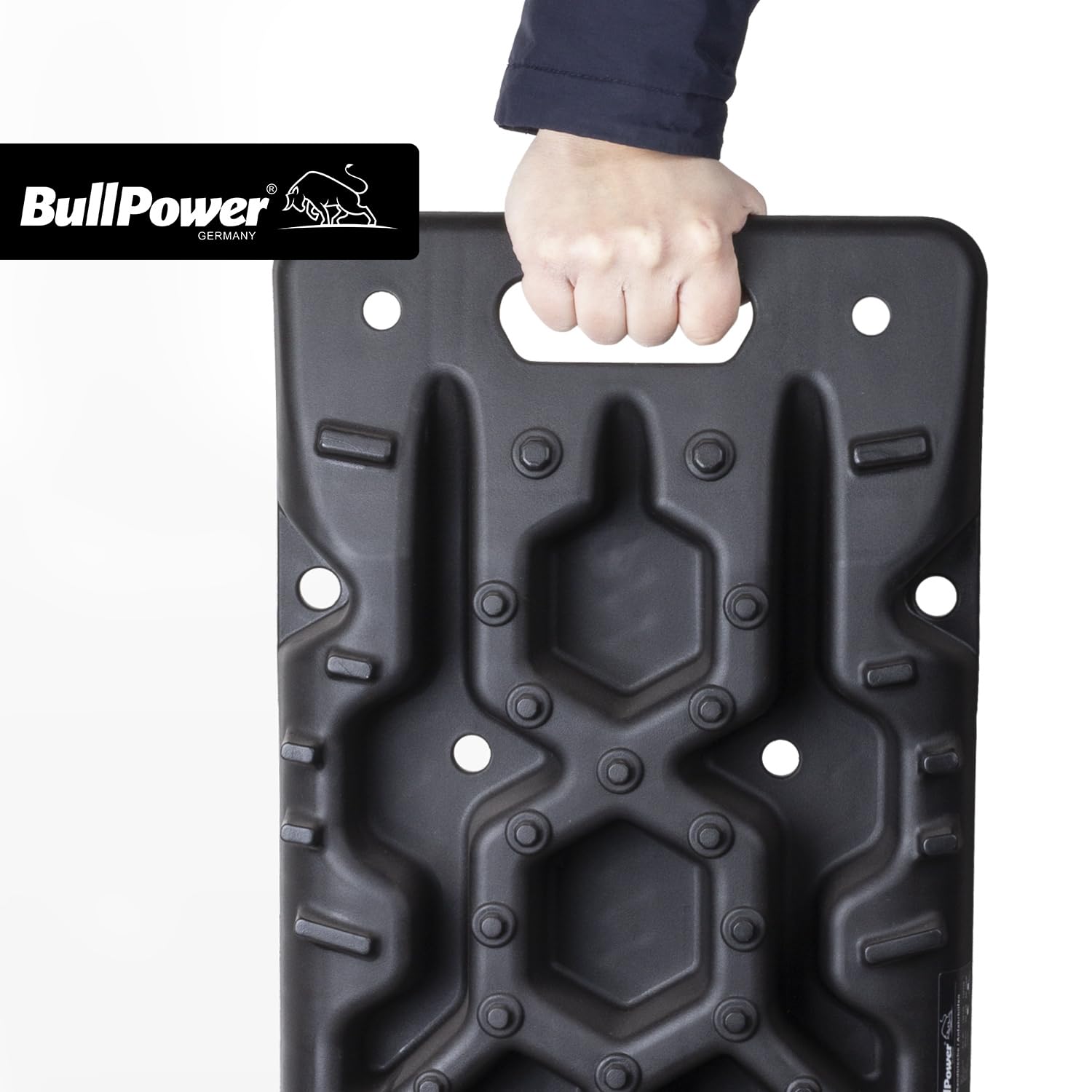 BullPower Offroad-Sandbleche Kunststoff-Anfahrhilfen Schlamm Sand Schnee Recovery Board 10T Reifenleiter Traktionsmatte Gripmatte PKW LKW SUV Geländewagen 10.000 kg mit Aufbewahrungstasche (schwarz)