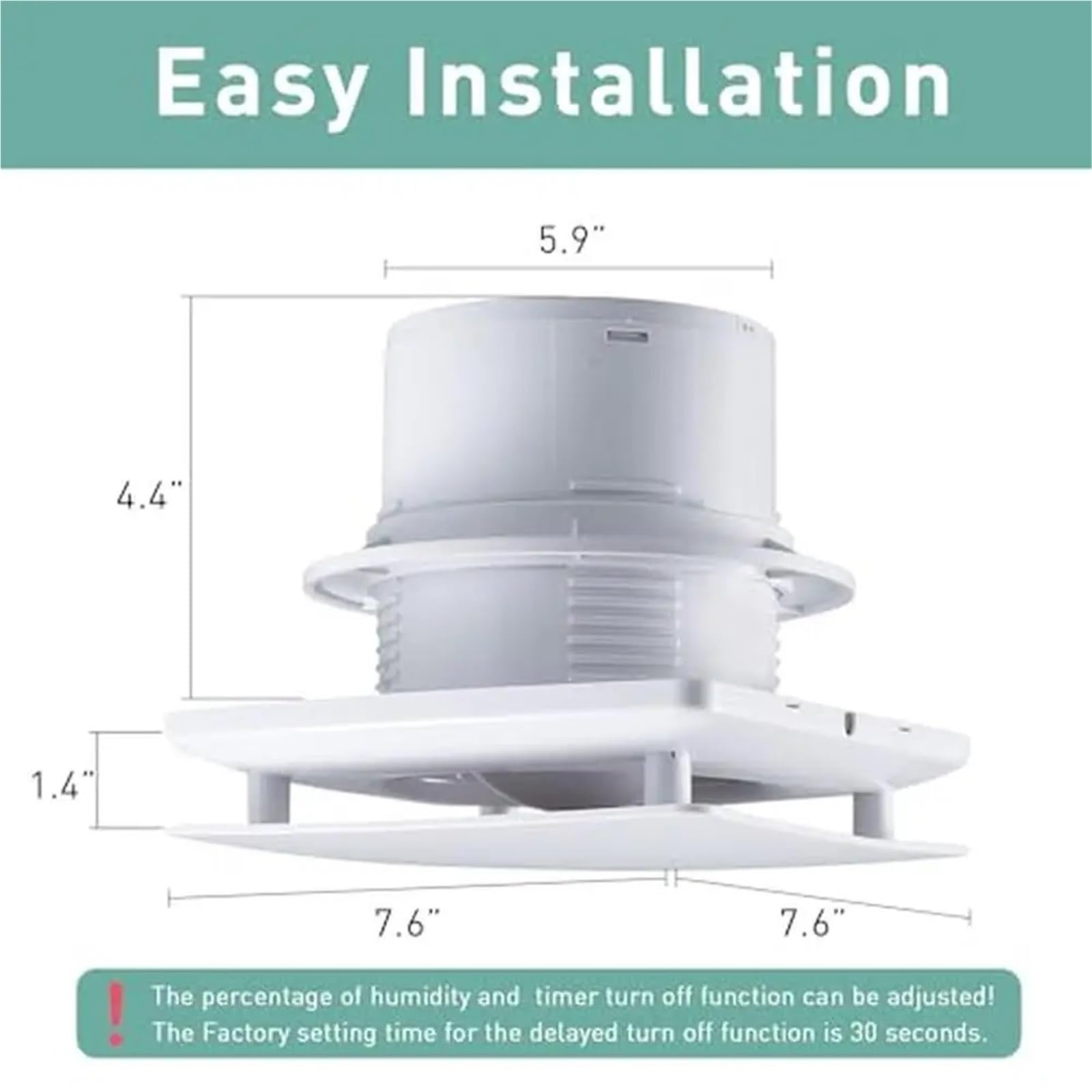 Extractor de aire, Extractor de aire for baño con temporizador y sensor de humedad, silencioso, 110 CFM, for techo y pared, diseño de doble deflector, ABS Para baño de techo