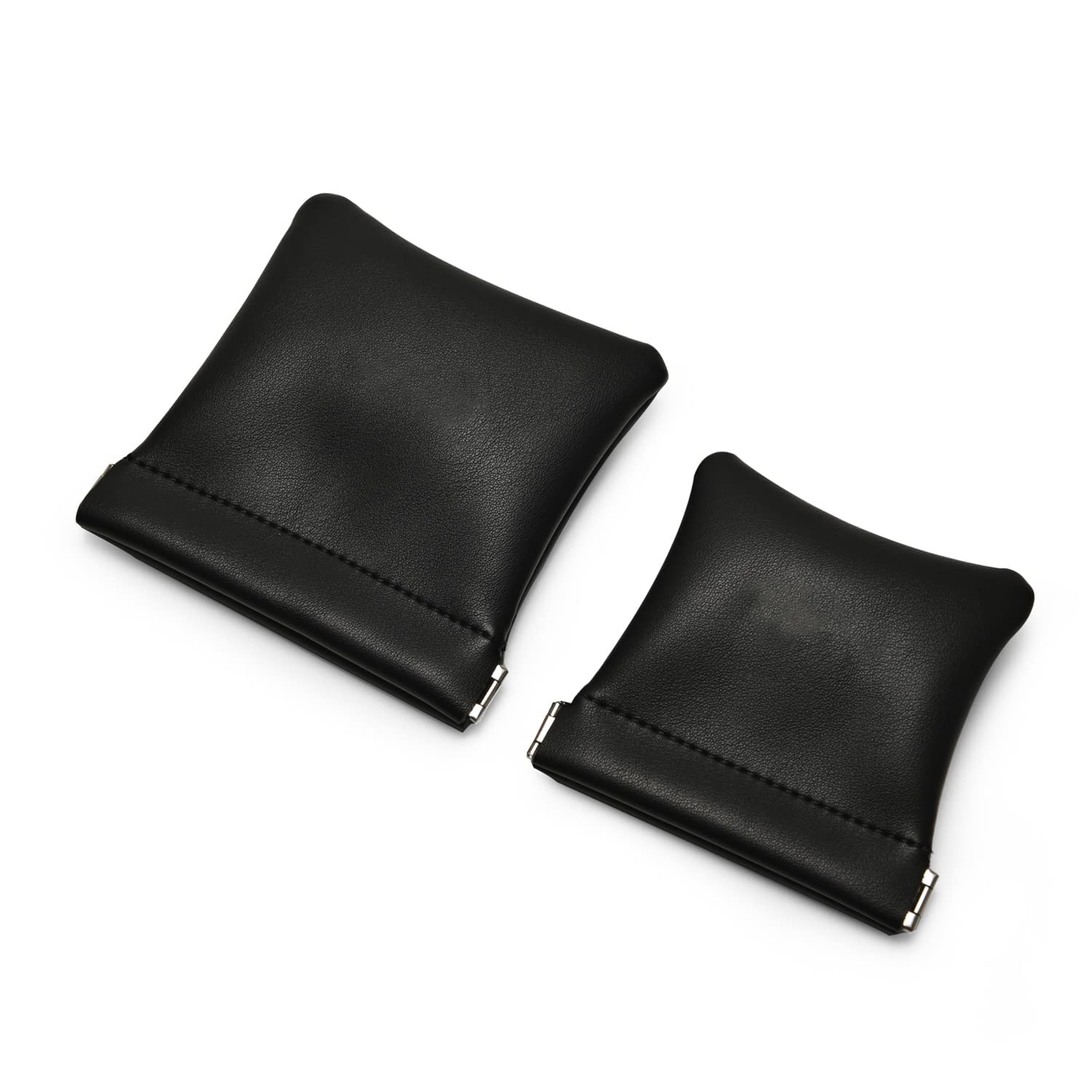 Jewelry Pouch Squeeze Purse 2 pac, Travel Bag PU Change Holder Party Gift Jewelry Bag for Women Men (Black)