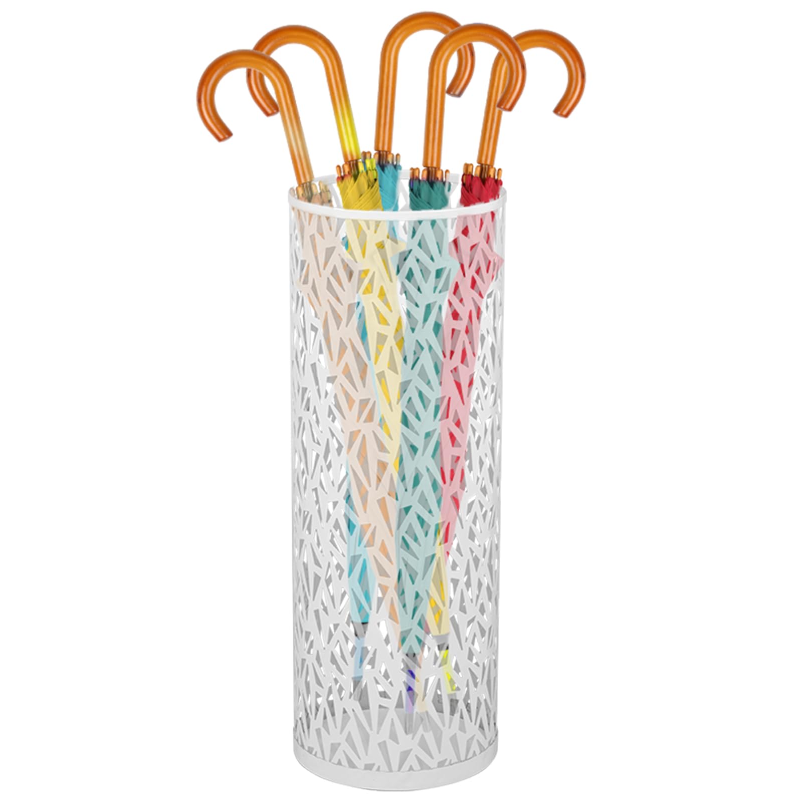 Metal Umbrella Stand for Hallway, Modern Geometric Cut-Out Indoor Umbrella Holder Rack, Rustproof Organizer Bucket for Entryway Office, Walking Stick, Cane, Trekking Pole & Wrapping Paper Storage Bin — image 1