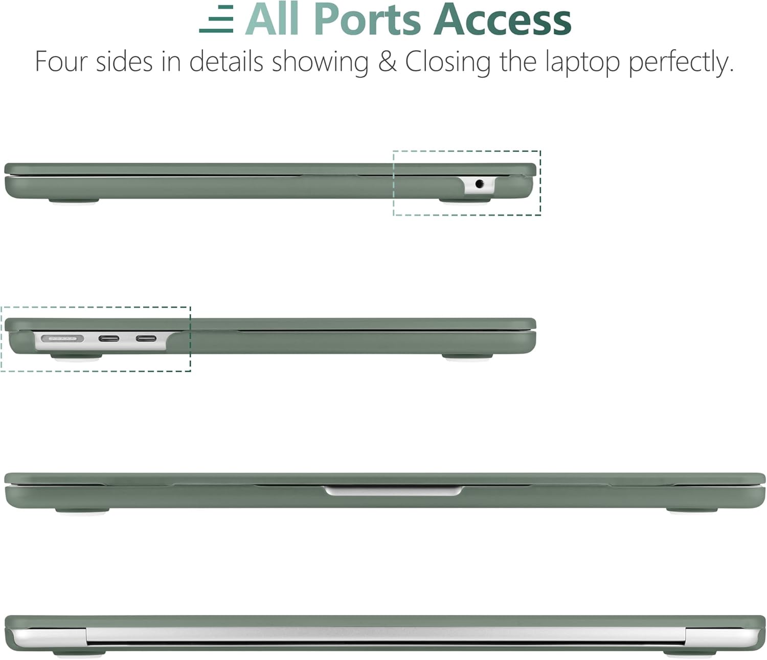 DONGKE Compatible with MacBook Air 13.6 inch Case M4 M3 M2 2025 2024 2023 2022 A3240 A3113 A2681, Plastic Hard Shell & Keyboard Cover for MacBook Air M4 13 inch Case, Midnight Green - Image 4
