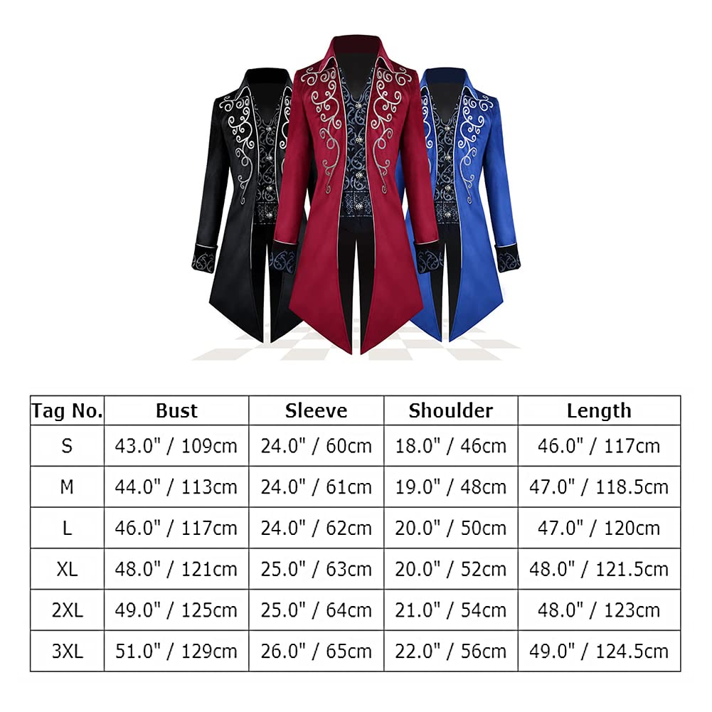 Odizli Mittelalter Kleidung Herren Smoking Steampunk Mantel Halloween Karneval Viktorianisches Gehrock