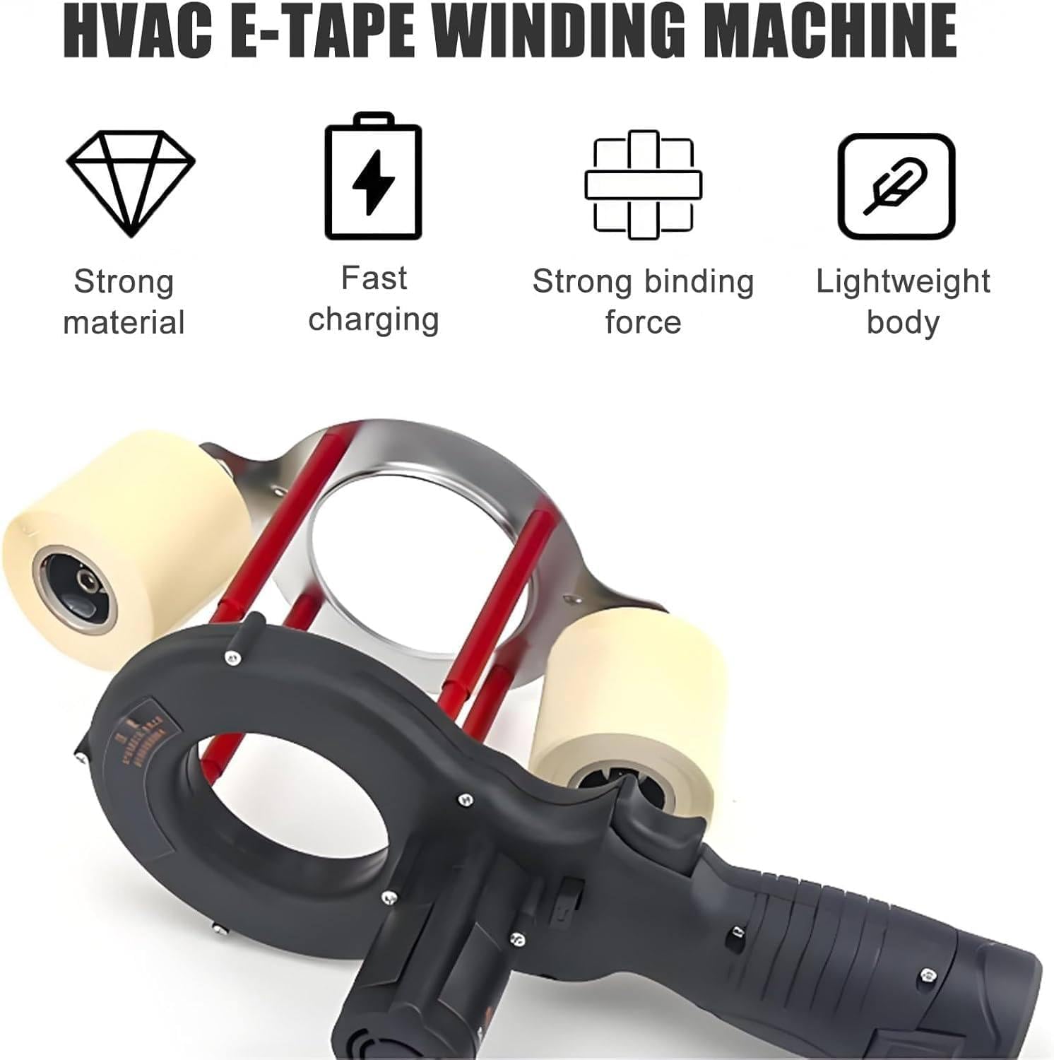 Máquina De Envoltura De Cinta Eléctrica, Rebobinadora De Cinta Compacta, Rebobinadora De Cinta Para Aire Acondicionado, Diámetro Del Orificio 70 Mm, Para Protección De Tuberías, Mazos De Cables Y
