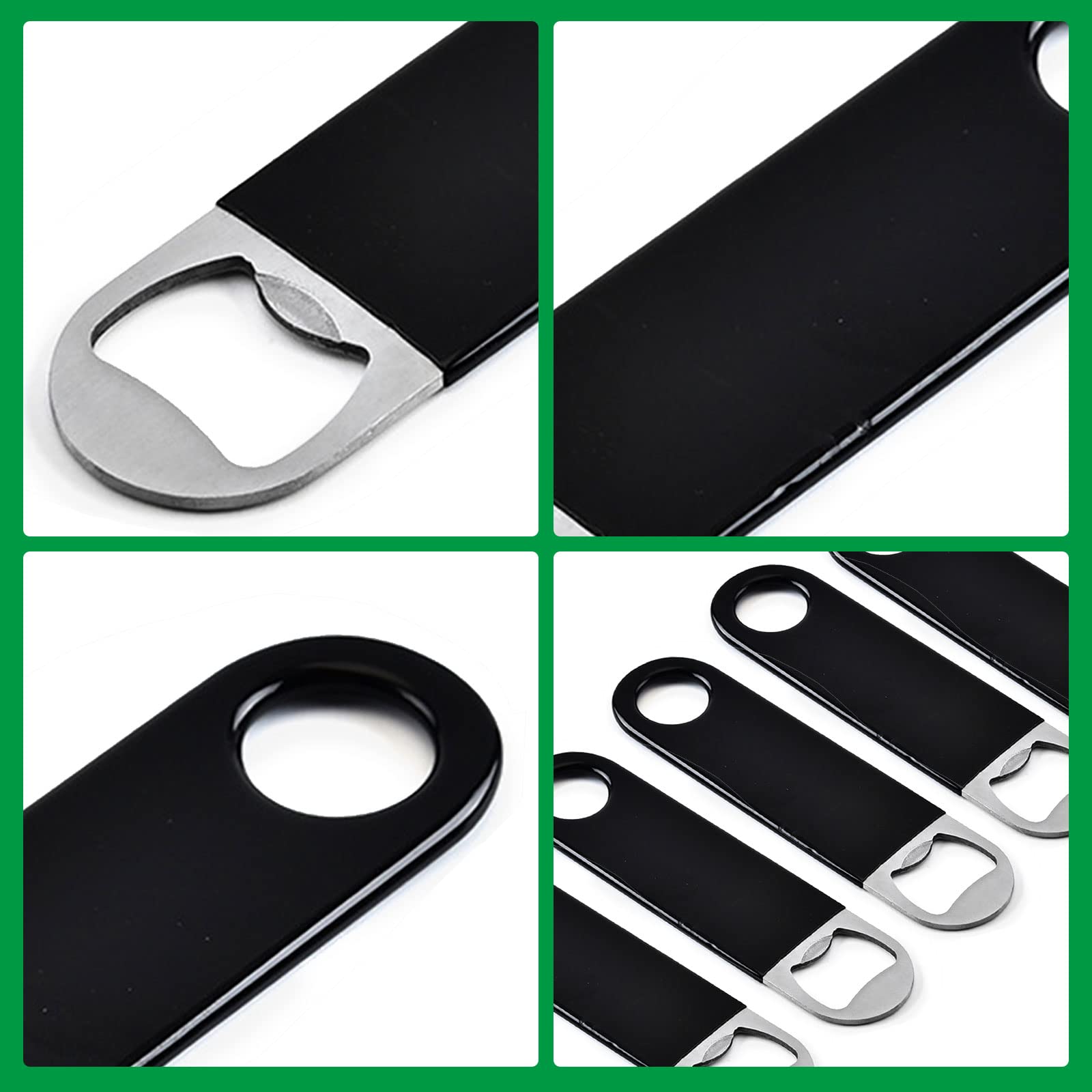 TSHAOUN Lot De 5 Décapsuleurs Bière En Acier Inoxydable - Poignée Noire 12 Cm X 3 Cm