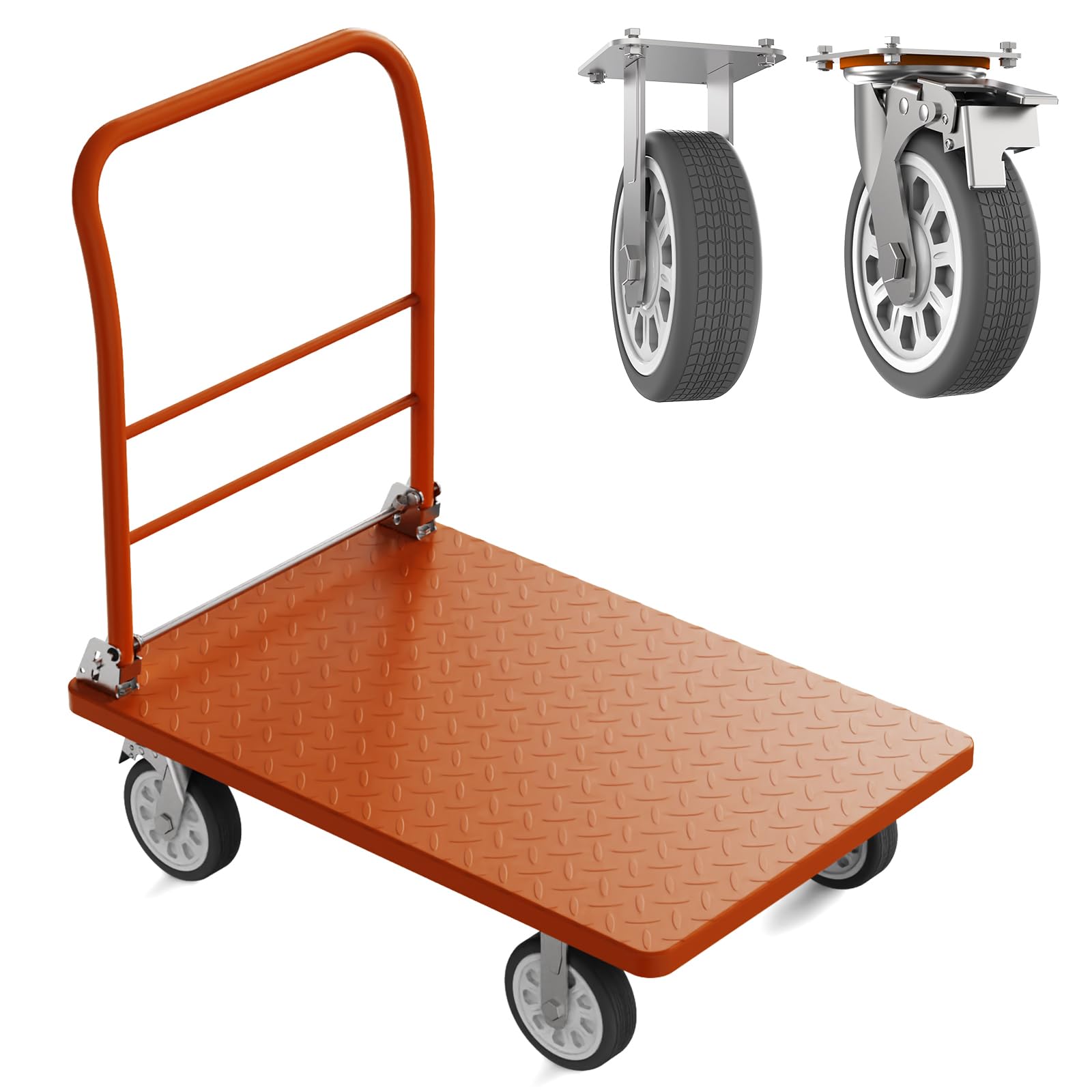 Heavy Duty Platform Carts, Steel Flat Cart, 2200lbs Commercial Moving