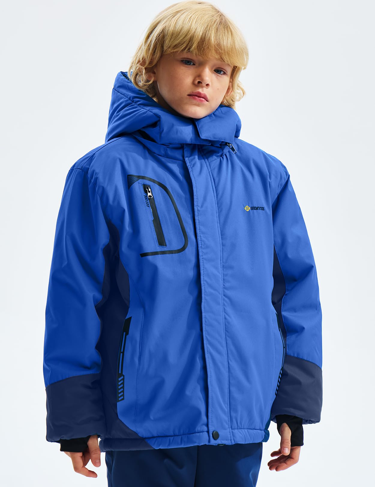 GEMYSE Bambini Giacca da Sci Impermeabile Pile Antivento Giacche Ragazzi invernale Cappotto con Cappuccio