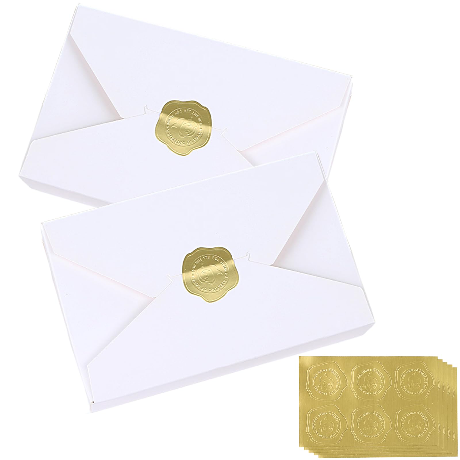 Allbusky 30PCS Envelope Style Paper Gift Box With Sticker - DIY Wedding Favour, Party Treat Container for Biscuits, Cookies, Desserts, Pastries, Chocolates, Handicrafts