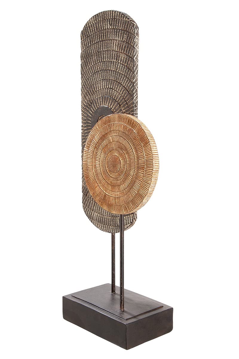 GILDE Poly Skulptur Carve auf Sockel - Dekorative Figuren - Deko Statue Wohnzimmer - Büro Dekoration Braun - Höhe 47,5 cm, Naturfarben