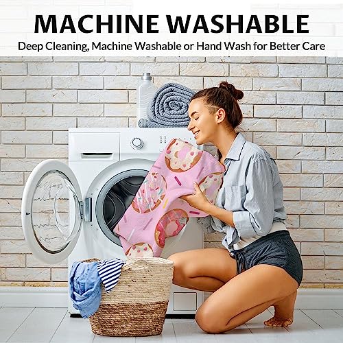 Girls Blanket - 50"x60" Cute Donut Throw Blanket Gifts for Kids & Adults - Pink Soft Fuzzy Doughnut Blanket for Bed, Couch & Living Room