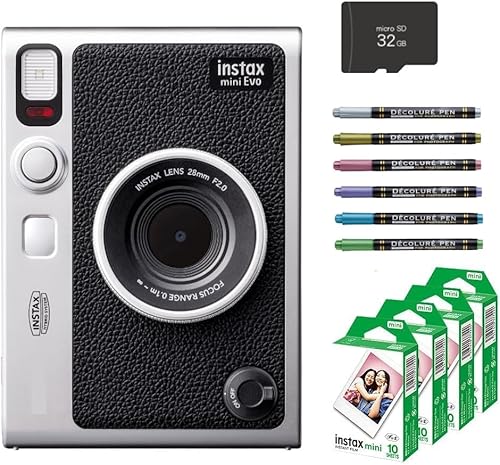 富士フイルム チェキ Evo ハイブリッドインスタントカメラ instax mini Evo (４点, ブラック)