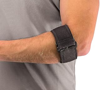MUELLER Tennis Elbow Support with Gel Pad, Black, One Size Fits Most