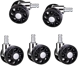 Conjunto de rodas giratórias, 5 peças de cadeira de escritório Rodas giratórias Rodas giratórias de borracha Peças de reposição para móveis com rodízios macios
