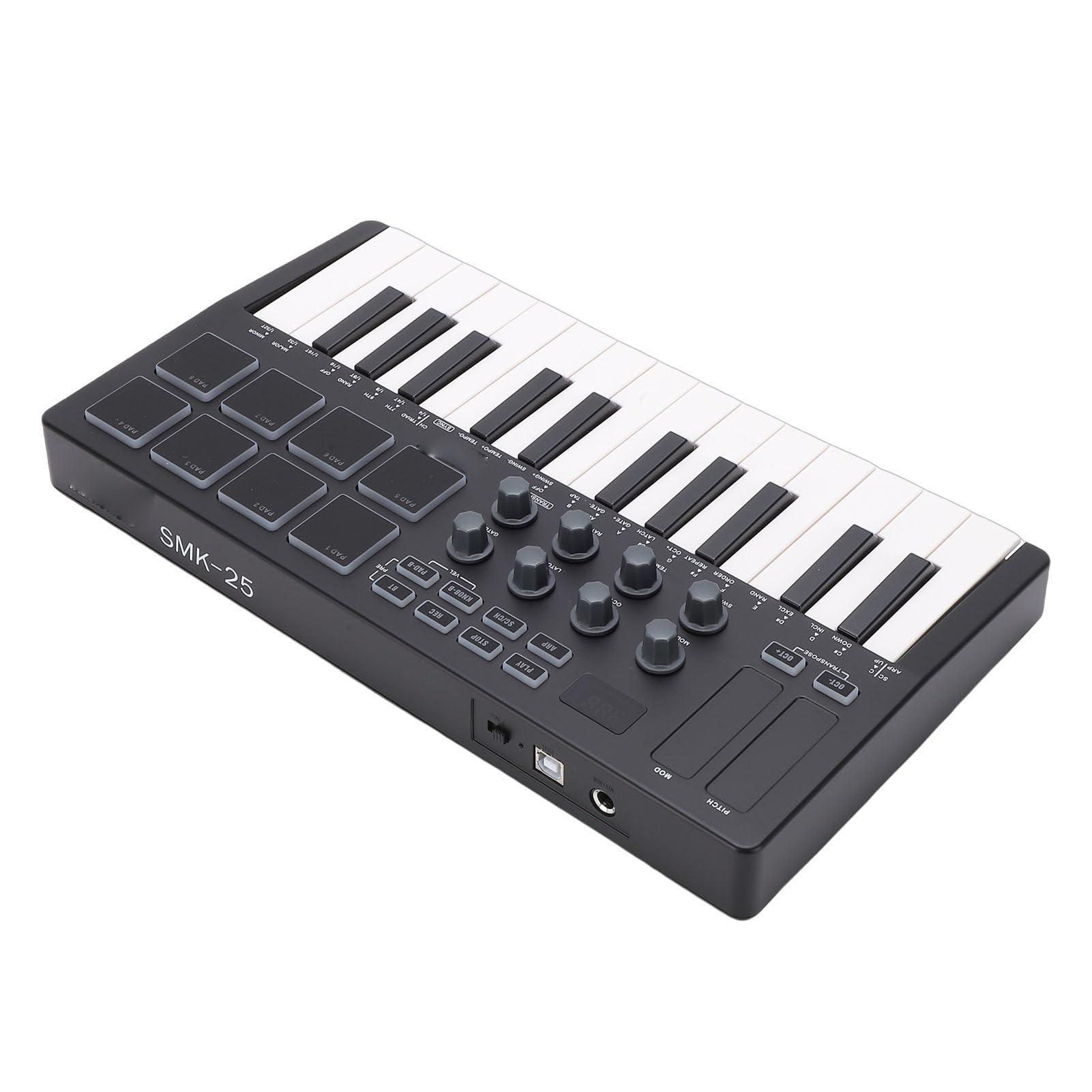 Bnineteenteam Teclado MIDI, 25 Teclas con Detección de Fuerza, Conexión Inalámbrica, Ideal para Producción de Música Móvil y Presentaciones en Vivo