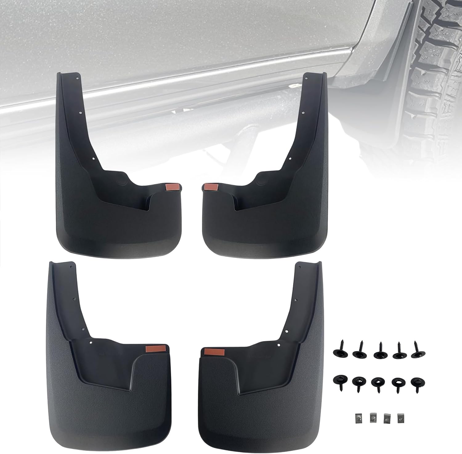 Mud Guards for 2019-2024 Dodge Ram 1500 (New Body Style) | Front & Rear Splash Guards | Fits with OEM Fender Flares | No Drilling Required | 4PC Black Set Fit 2019-2024 Dodge Ram 1500 (New Body) WITH Fender Flares