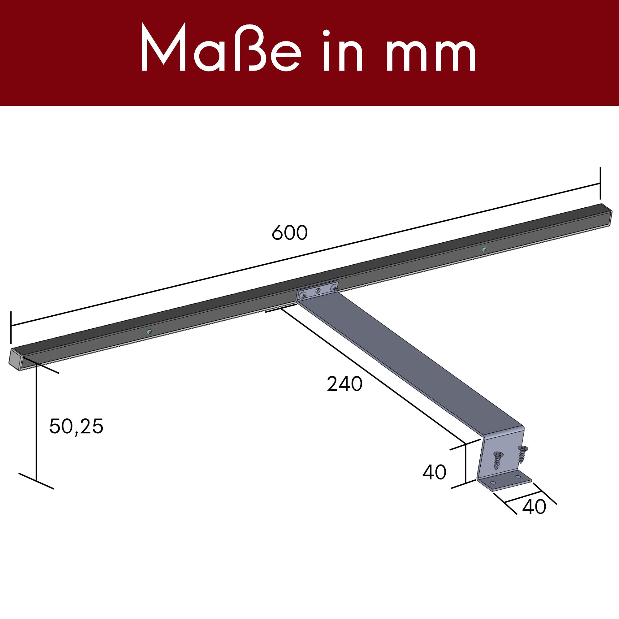 kalb | Iluminación LED para armario o armario, 1 – 4 unidades, color gris plateado 600 mm, selección: juego de 1 unidad de luz blanca cálida