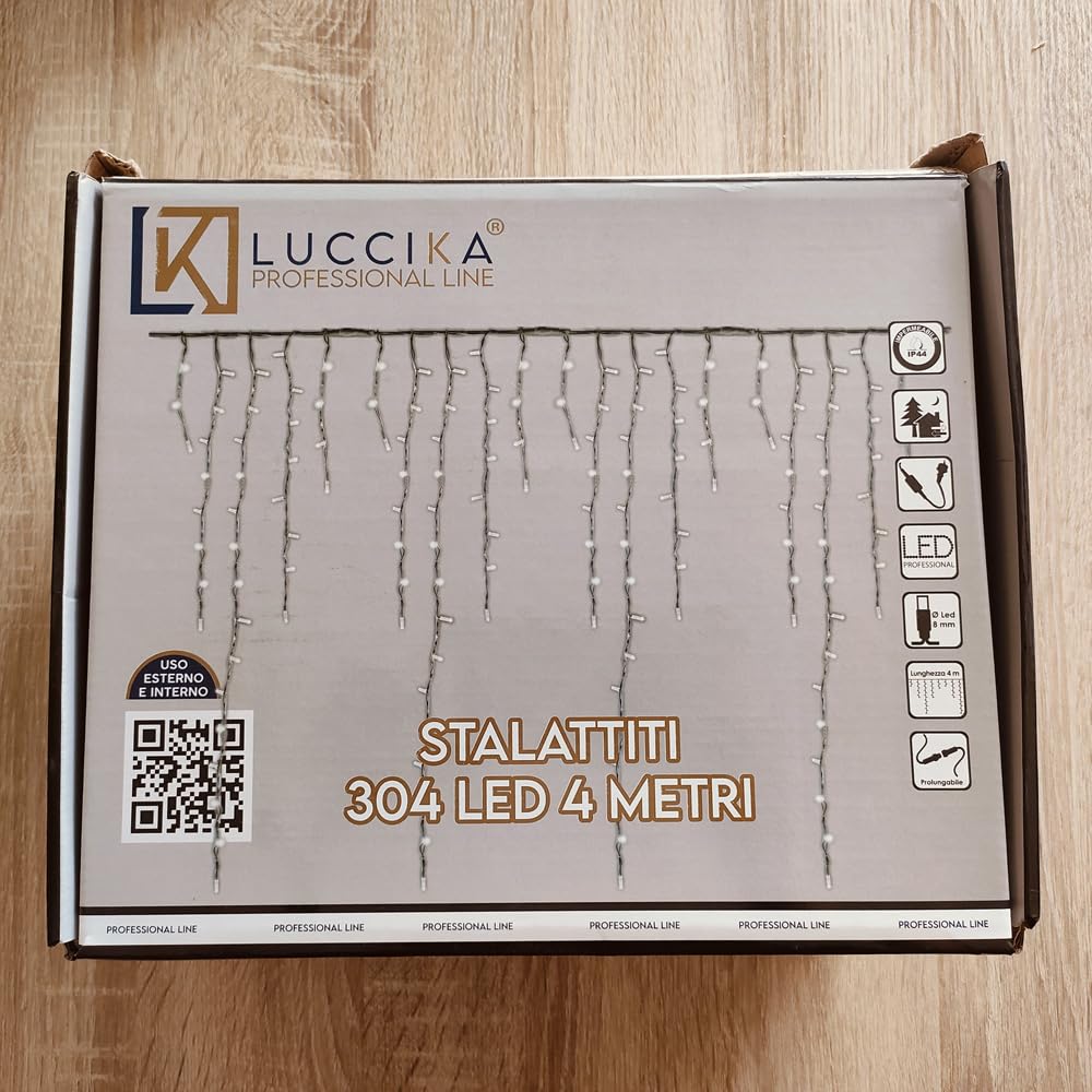 Luccika® Cascade de stalactites tente pluie 4x1,5 m avec 304 Maxi Led et flash pour usage extérieur intérieur professionnel extensible (blanc chaud)