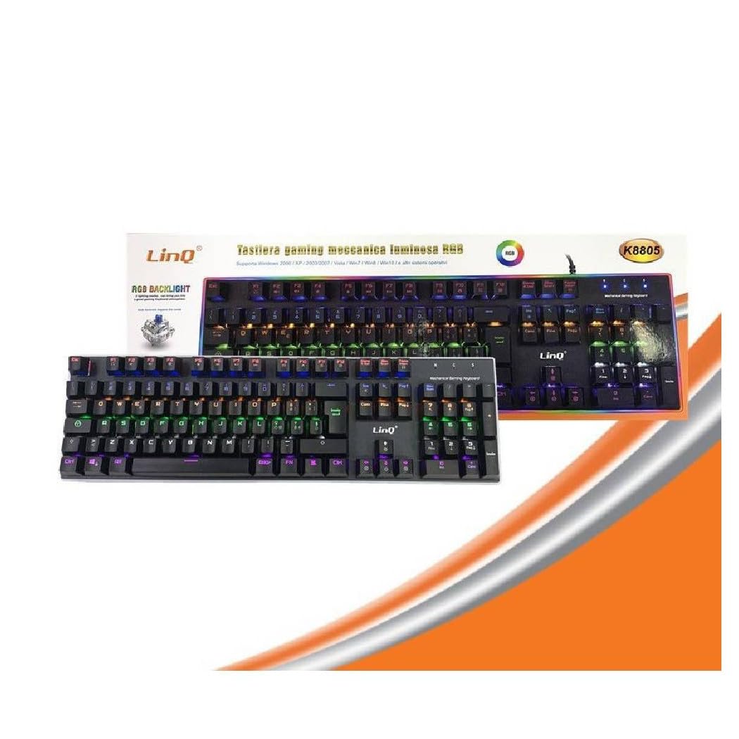 Oise Art Store Trade Shop - Tastiera Meccanica Gaming Da Gioco Retroilluminata Rgb Luce Usb Pc Computer K8805 - - 4