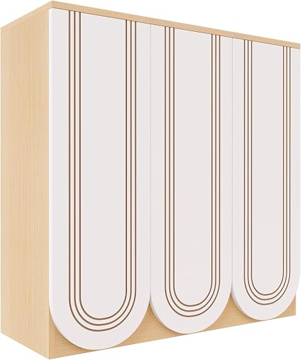 ARKANE Prague 3 Door Shoe Rack Cabinet, Modern Wooden Shoe Storage with Doors, Slim Entryway Organizer in Albert Maple & W...