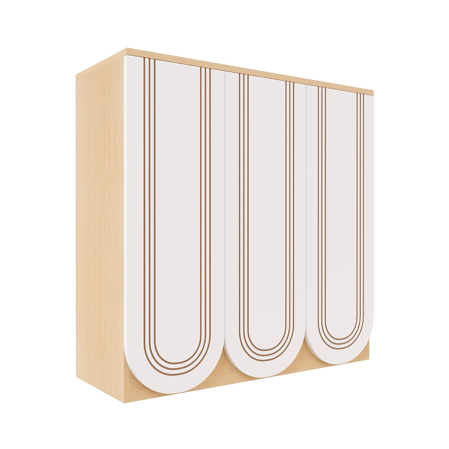 ARKANE Prague 3 Door Shoe Rack Cabinet, Modern Wooden Shoe Storage with Doors, Slim Entryway Organizer in Albert Maple & W...