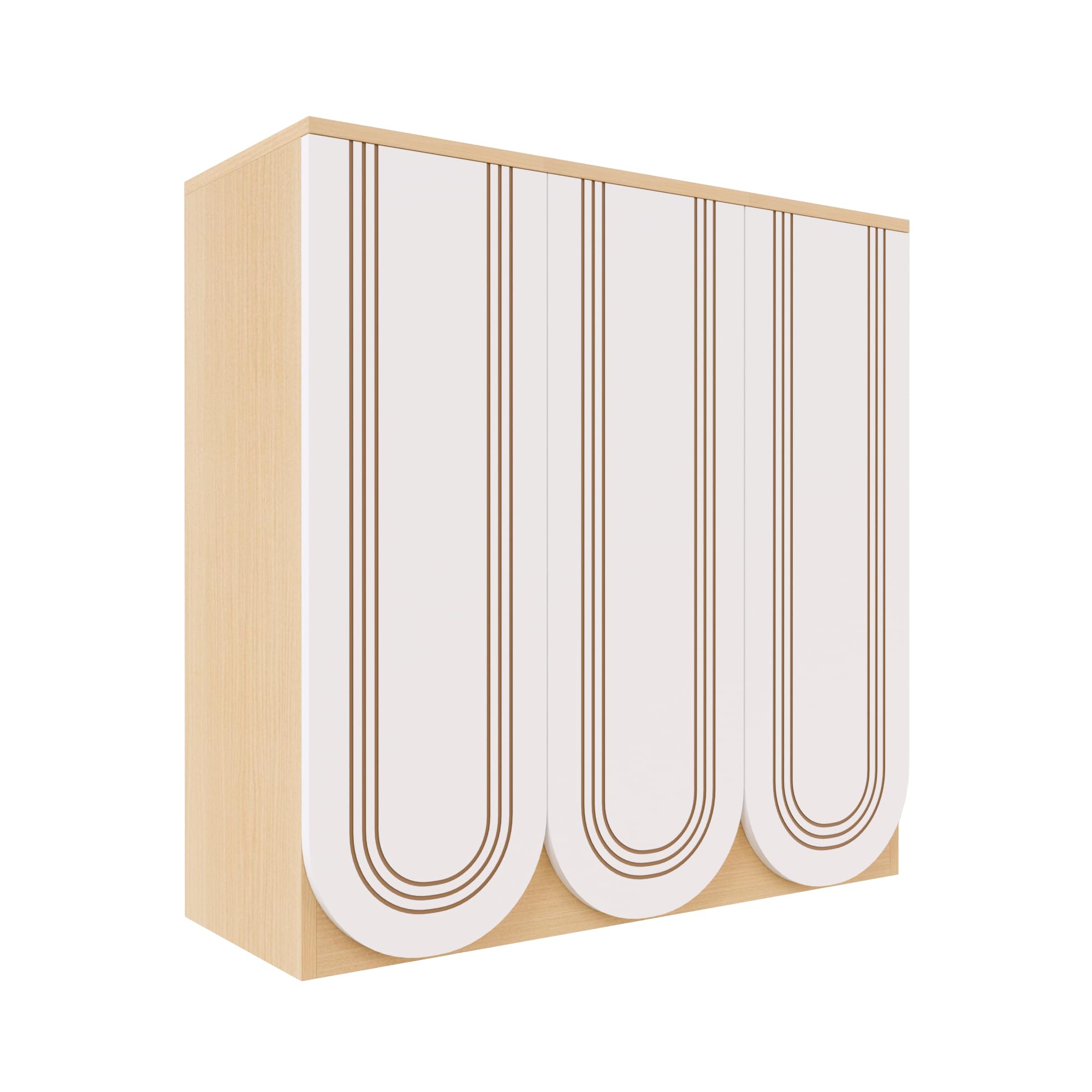 ARKANE Prague 3 Door Shoe Rack Cabinet, Modern Wooden Shoe Storage with Doors, Slim Entryway Organizer in Albert Maple & White Finish-picture-28