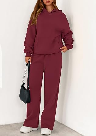PRETTYGARDEN Women's 2 Piece Outfits Fall Sweatsuits Oversized Hoodies Wide Leg Sweatpants Tracksuits Lounge Matching Sets