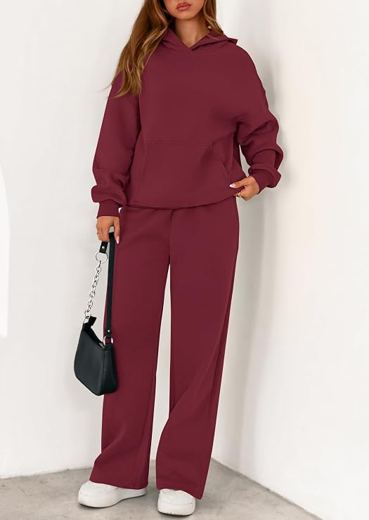 PRETTYGARDEN Women's 2 Piece Outfits Fall Sweatsuits Oversized Hoodies Wide Leg Sweatpants Tracksuits Lounge Matching Sets