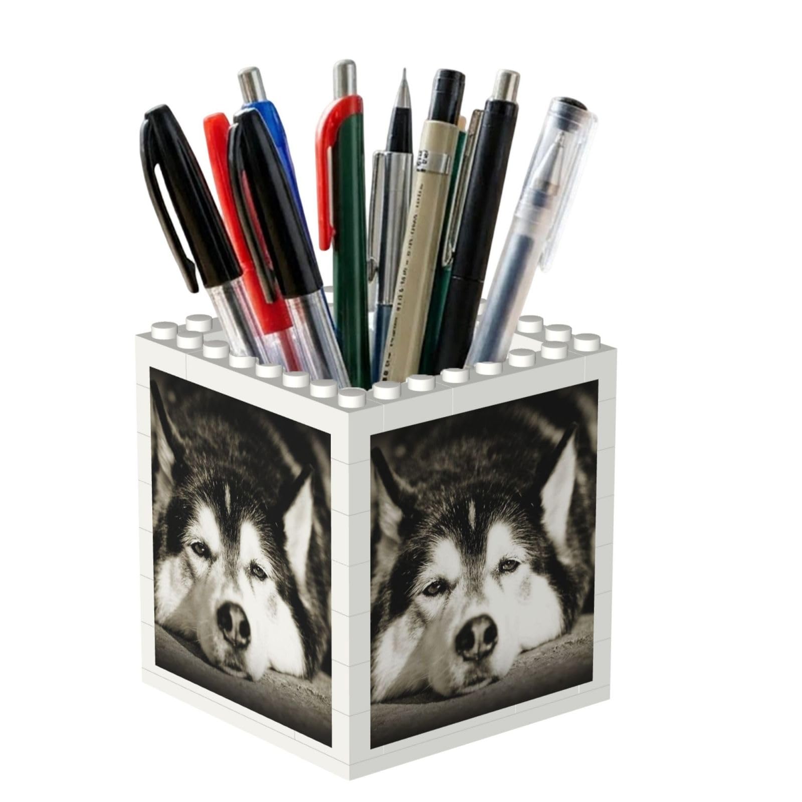 Poadnly Siberian Husky, Pen Pot Pencil Holder for Office Home School, Compact Desk Organiser for Office Stationery