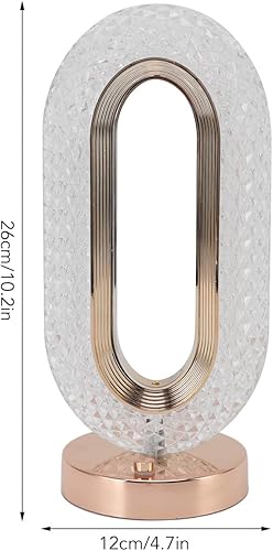 Miniatura 7 de plplaaoo Lámpara de mesa de cristal de 3 vías regulable moderna LED táctil de cristal lámpara de escritorio para dormitorio, blanco, oro rosa