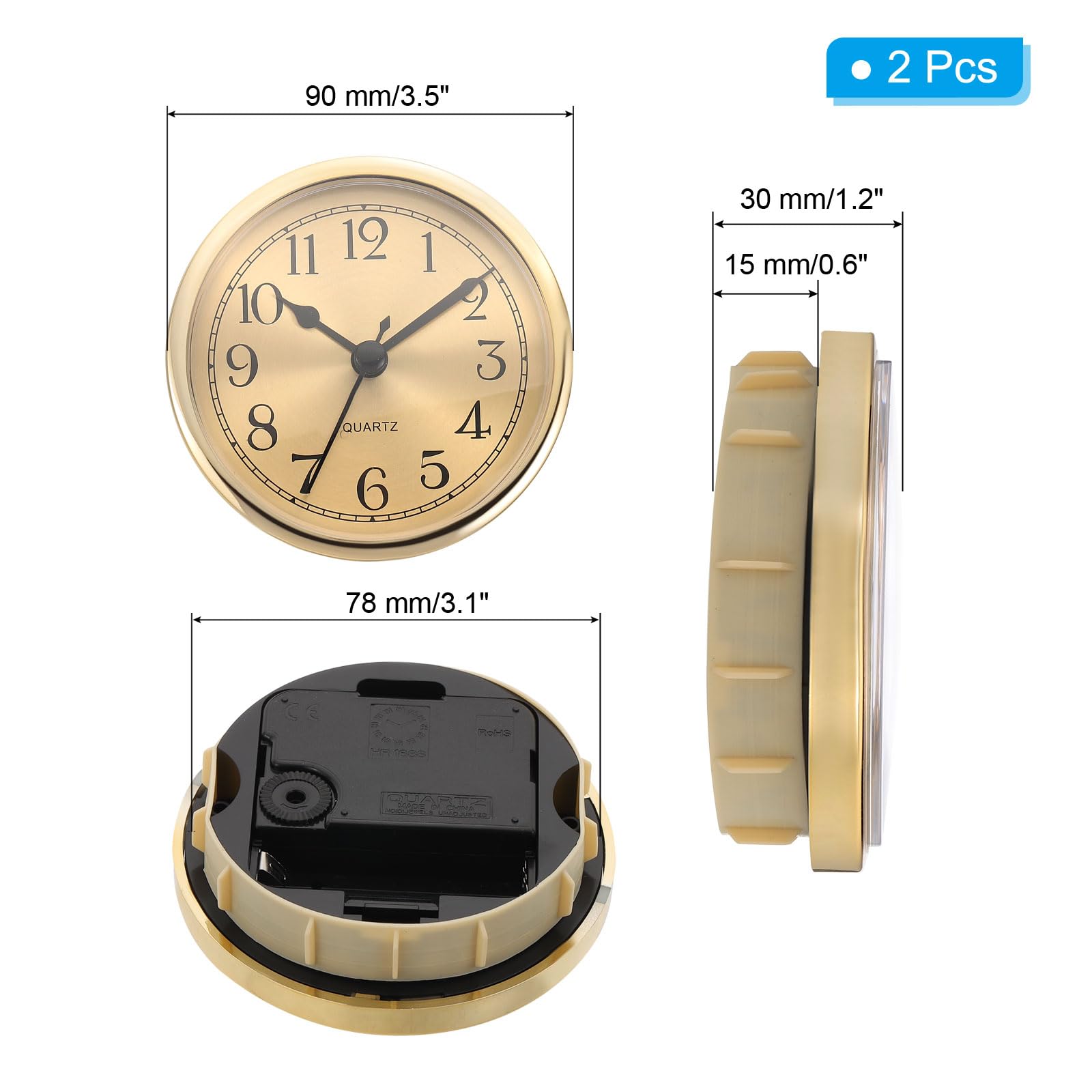 PATIKIL 3.5" 90mm Quartz Clock Insert - Image 2