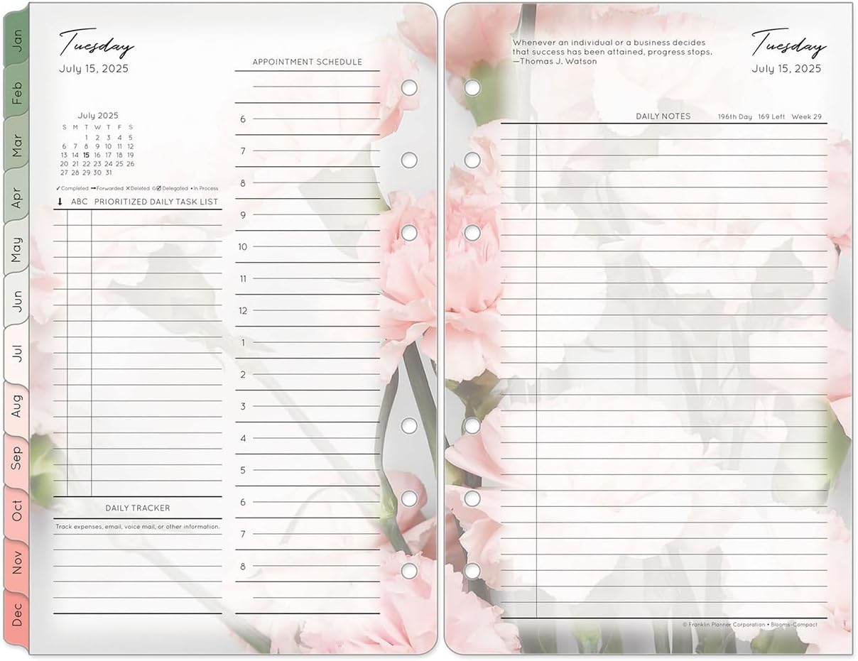 FranklinCovey - Blooms Two Page Per Day Ring-Bound Planner (Compact, Jul 2025 - Jun 2026)
