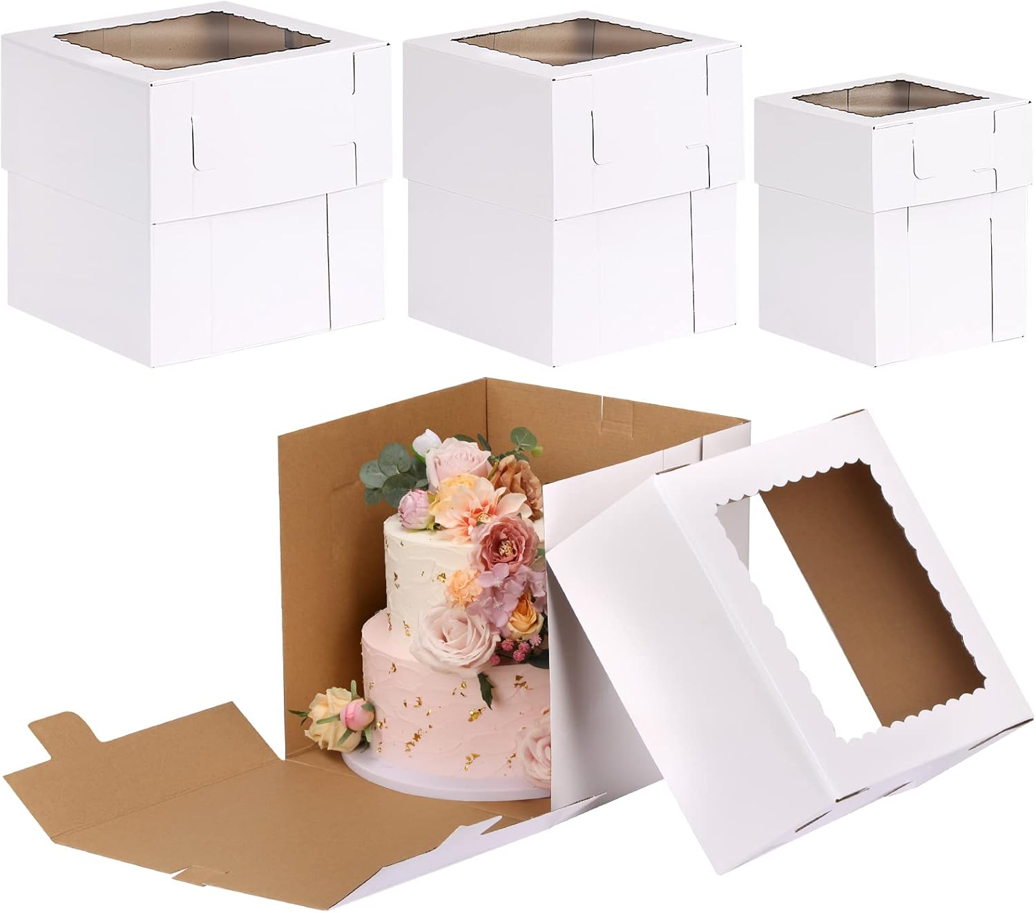 Buy Moretoes Tall Cake Boxes Tiered Cake Box 9 Pack 3 Sizes 8x8x10
