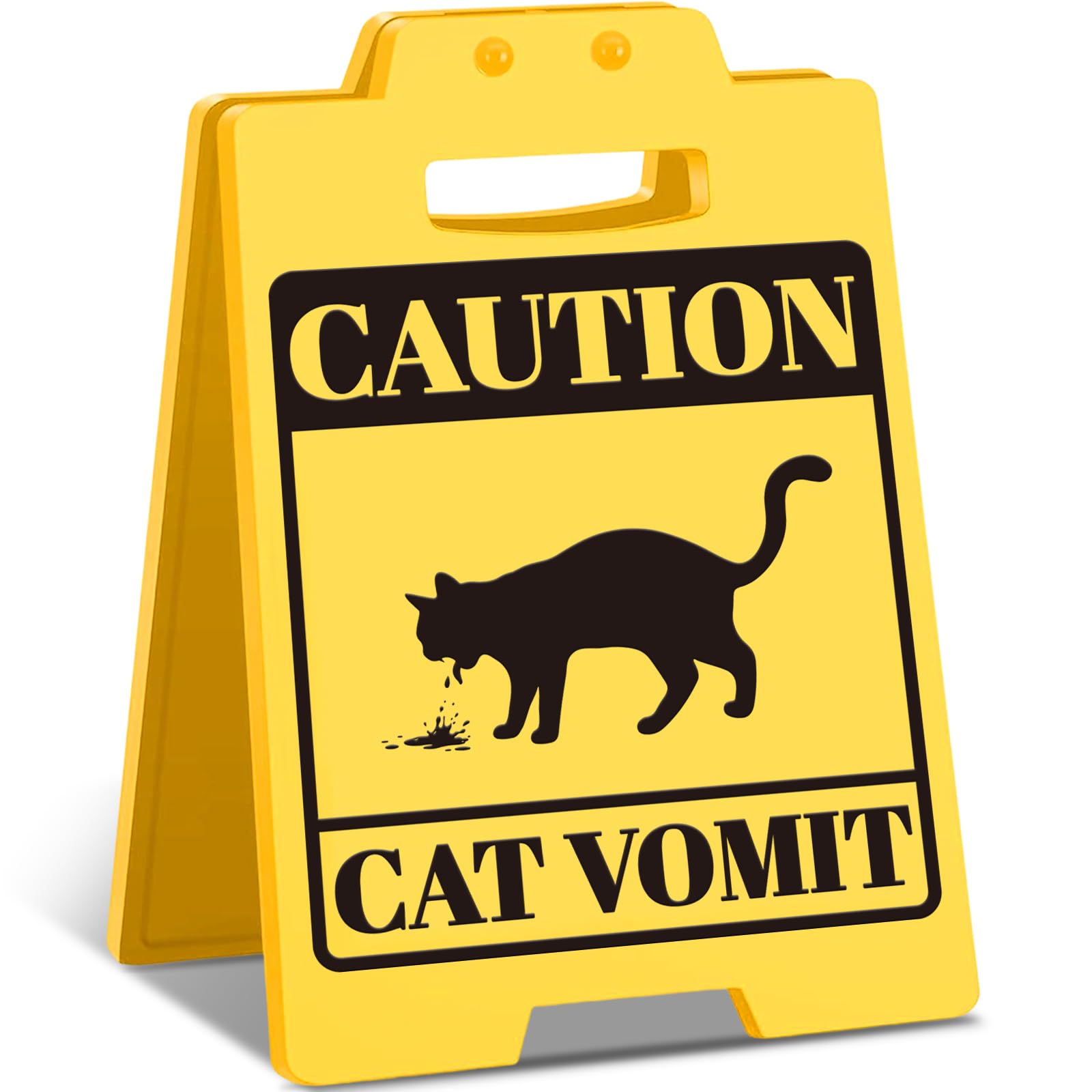 CUTHOLLOW Funny Cat Vomit Caution Sign – Humorous Double-Sided Desk Décor for Cat Owners – Gag Gift for Cat Mom & Cat Dad — image 1