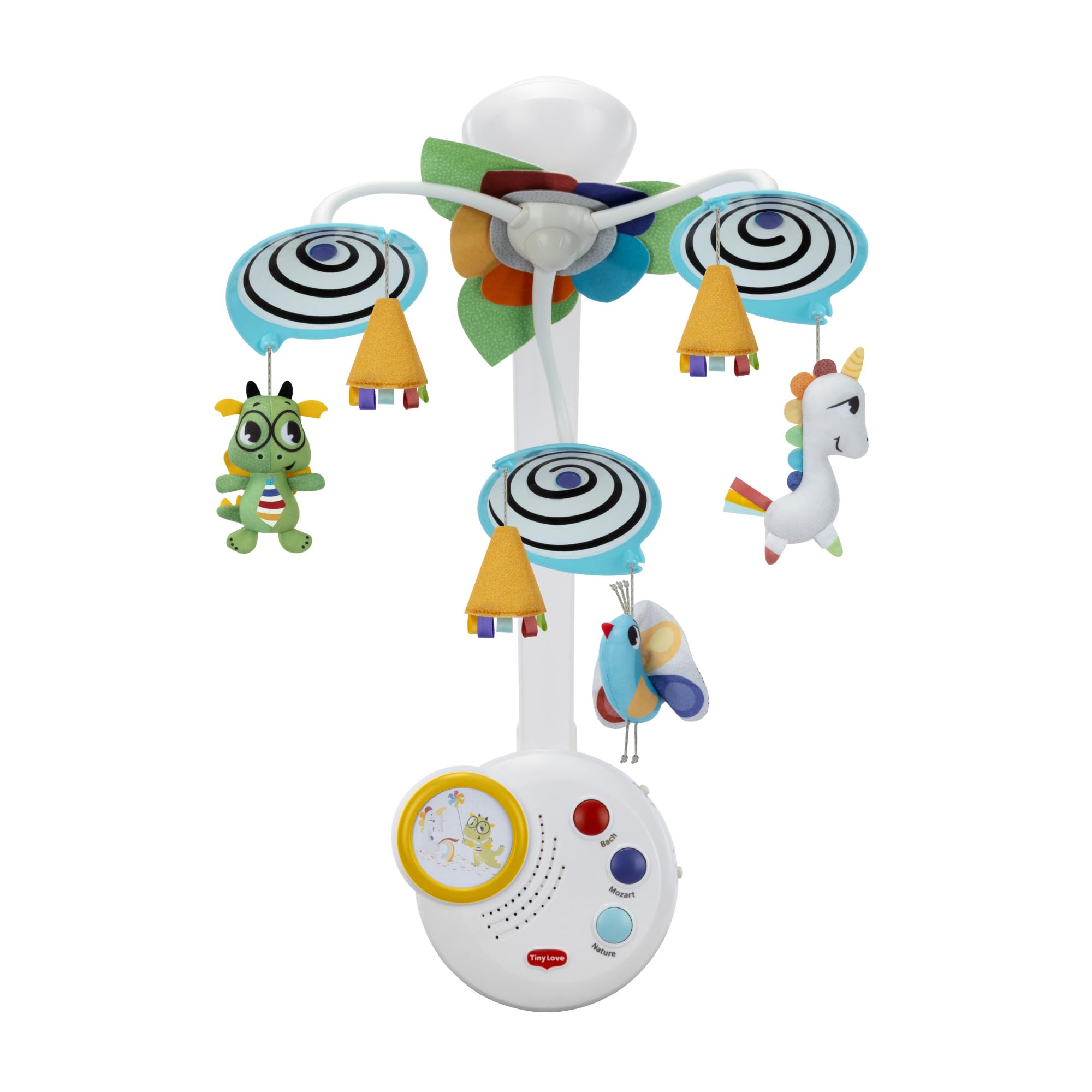 Tiny Love Classic Mobile, 2 in 1 Giostrina Culla Neonato, 0+ Mesi, Giostrina Neonato, Stimolazione visiva, Accompagna il Bambino Nella Crescita, 20 minuti di Musica Ininterrotti, Born To Party
