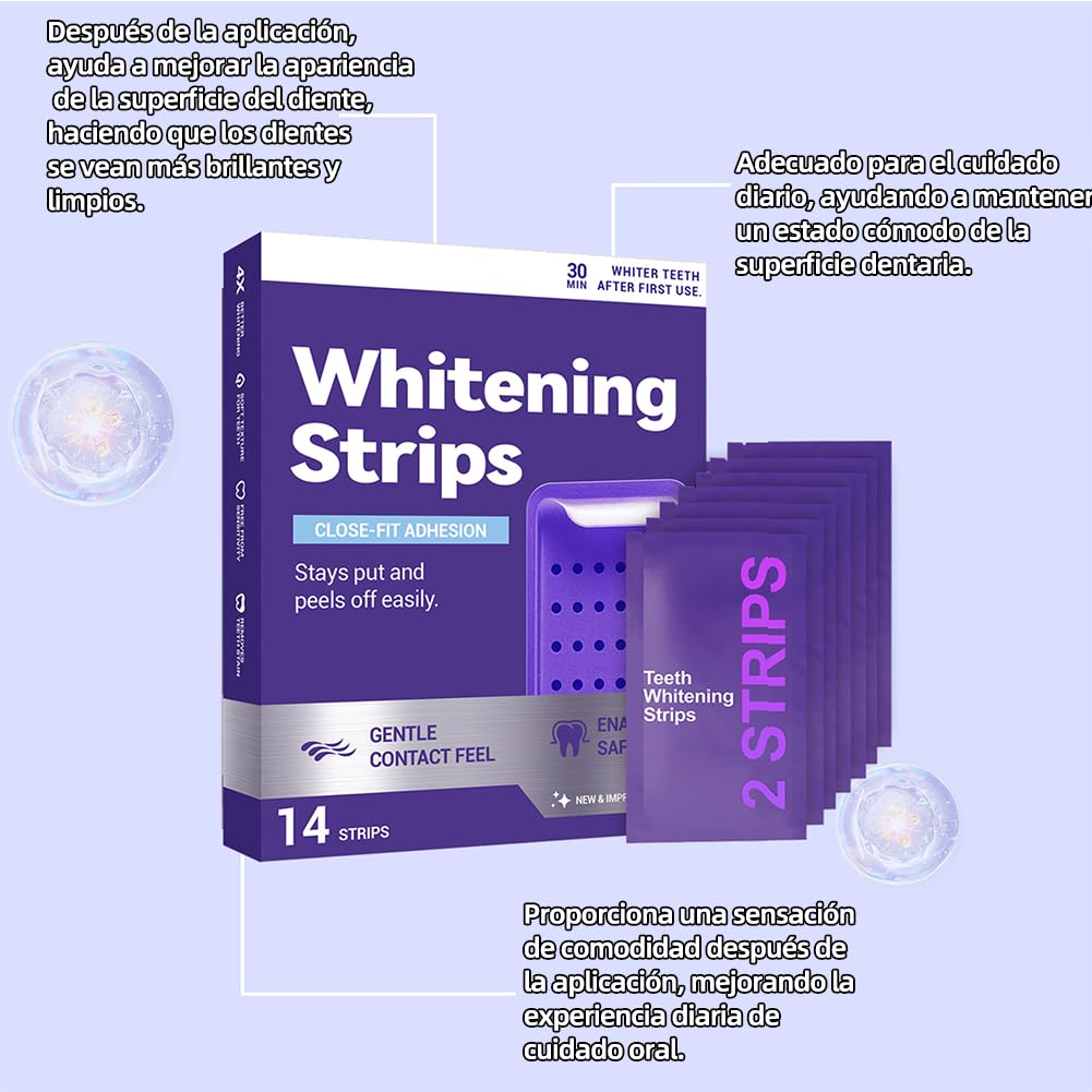 Dent Teeth Whitening Strips, Purple Whitening Strips Help Reduce Surface Stains, Easy Daily Oral Care Whitening Treatment for Adults Bright Smile Dental Care (3 Box)