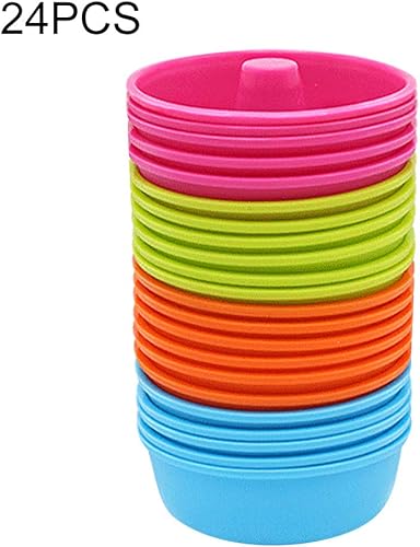 Miniatura 8 de Moldes de silicona para hornear, paquete de 24 moldes antiadherentes flexibles para hornear en forma de dona, moldes redondos para magdalenas para