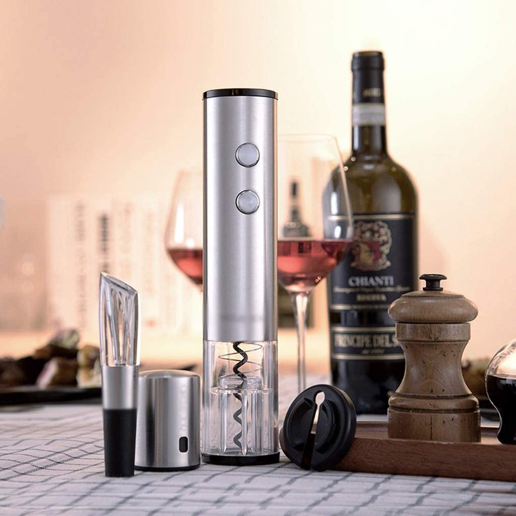 Elektrischer Weinöffner, Korkenzieher von Sandalwood, All-in-One-Flaschenöffner und Folienschneider