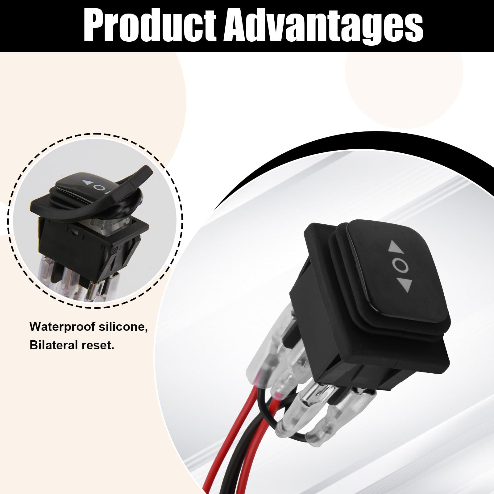Interruttore a Bilanciere Impermeabile 20A 12V Cc Con Cavo Da 15 Cm, Interruttore a Bilanciere a 6 Pin Con Inversione Di Polarità On-off-On, Impermeabile E Antigraffio, Adatto per Elettrodomestici