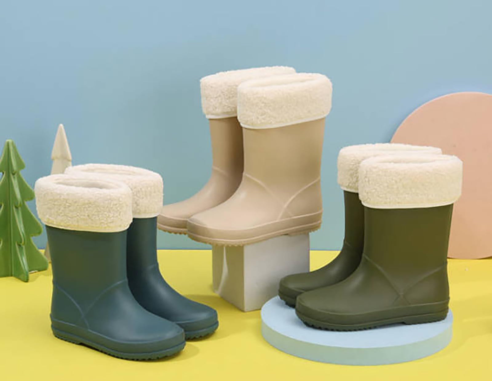 Générique Stivali da pioggia leggeri per Ragazze con suola antiscivolo Morbide Scarpe impermeabili Bambini rivestimento Cotone misto ideale bambino ragazzo
