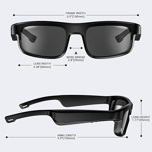 Miniatura 3 de Lentes inteligentes, lentes de sol polarizados Bluetooth con micrófono y altavoces integrados, oreja abierta, asistente de voz, protección UV (LV-M8