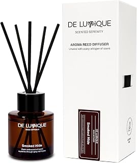 Smoked Hide Reed Diffuser – Luxury Home Fragrance Diffuser with Cedarwood, Red Thyme, Iris & Patchouli – Room Scent Diffuser for Long-Lasting Aroma – 50ml