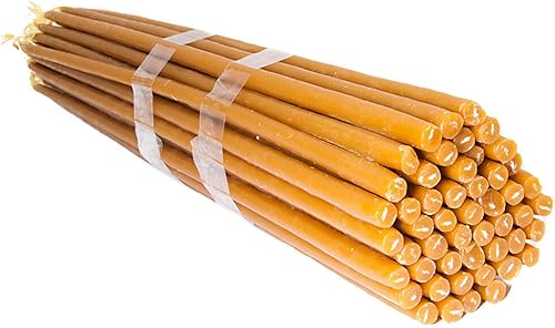 50 velas cónicas de cera de abeja sagrada consagrada de Israel de 11 pulgadas11.0 in, paquete de oración natural ritual decoración fina miel