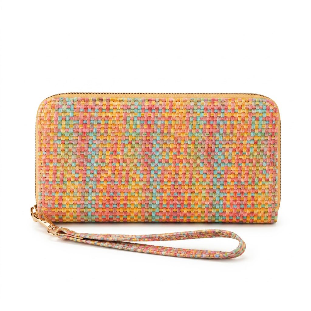 Beautiful Colorful Pattern Long Wallet for Women and Girls, Luxury RFID Blocking Long Wallet/Purse for Girls with Attached Strap-image-2