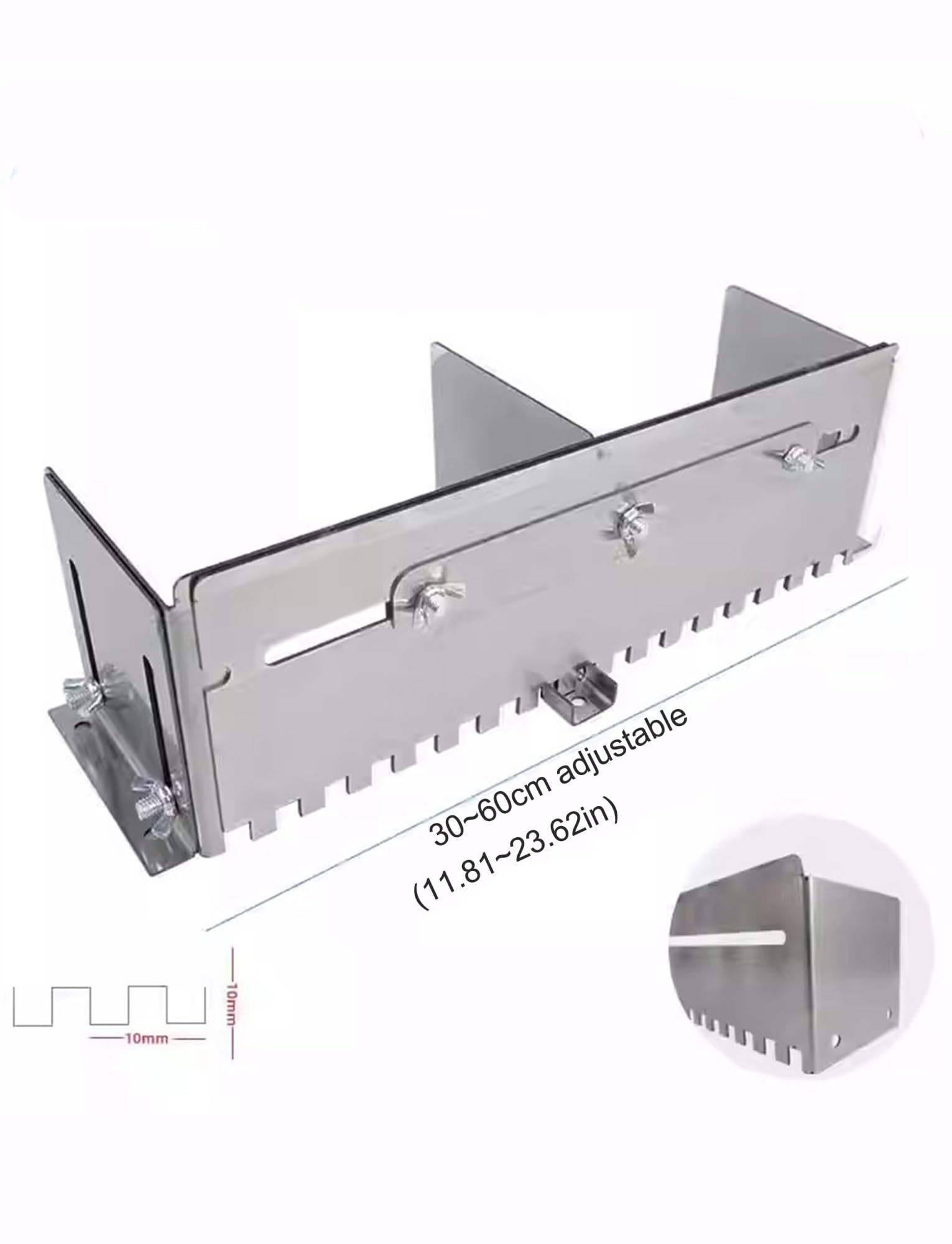 Llana dentada ajustable de acero inoxidable, dispositivo for ranurar yeso, peine de mortero for una aplicación rápida y uniforme del adhesivo en el suelo.(Style 2,60cm/23.62in)