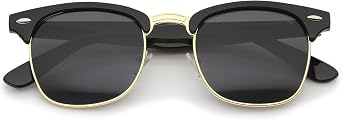 zeroUV Premium Half Frame Horn Rimmed Sunglasses with Metal Rivets