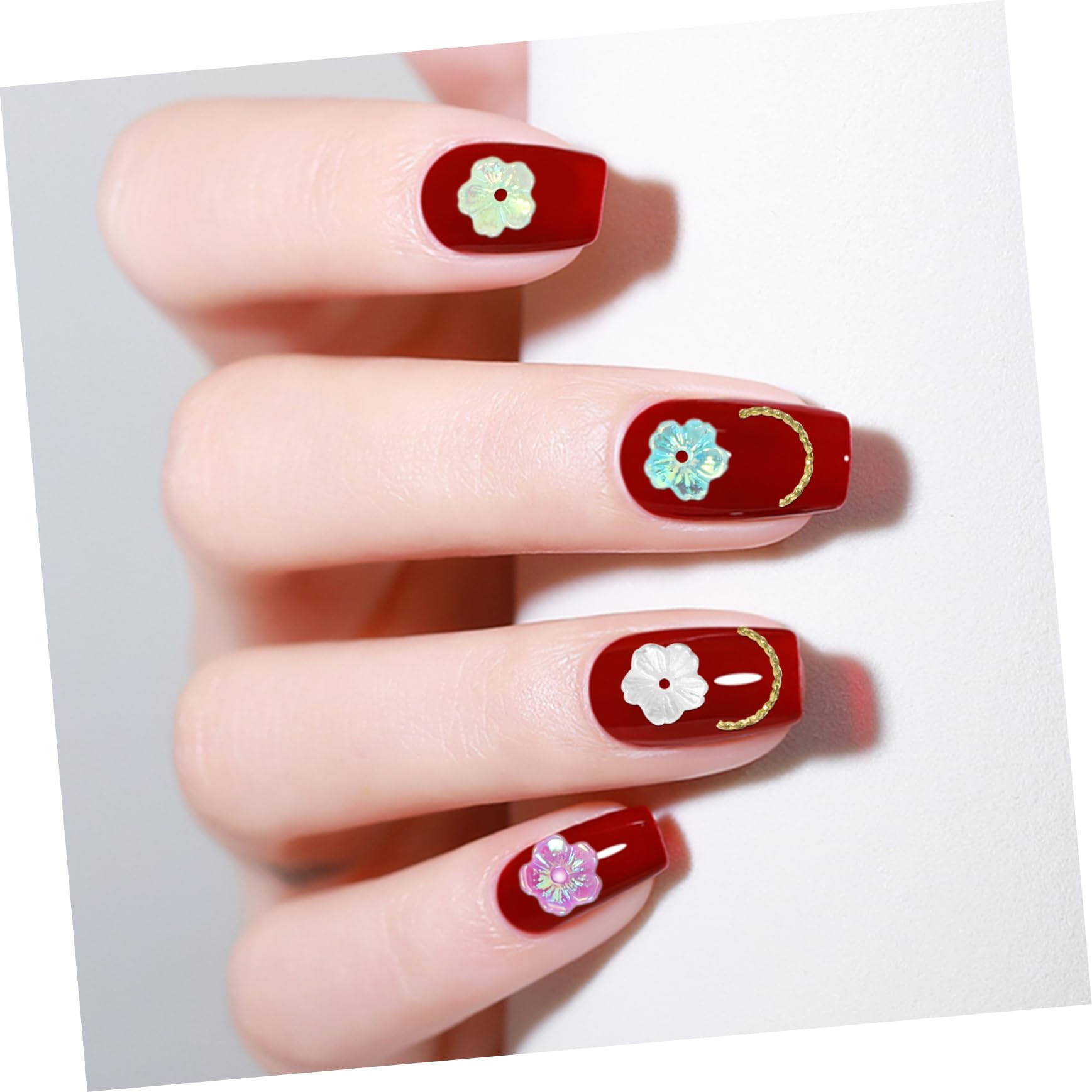 Housoutil Nail Art Rose Charms 4 Boxes of Nail Art Supplies Gems and Charms for DIY