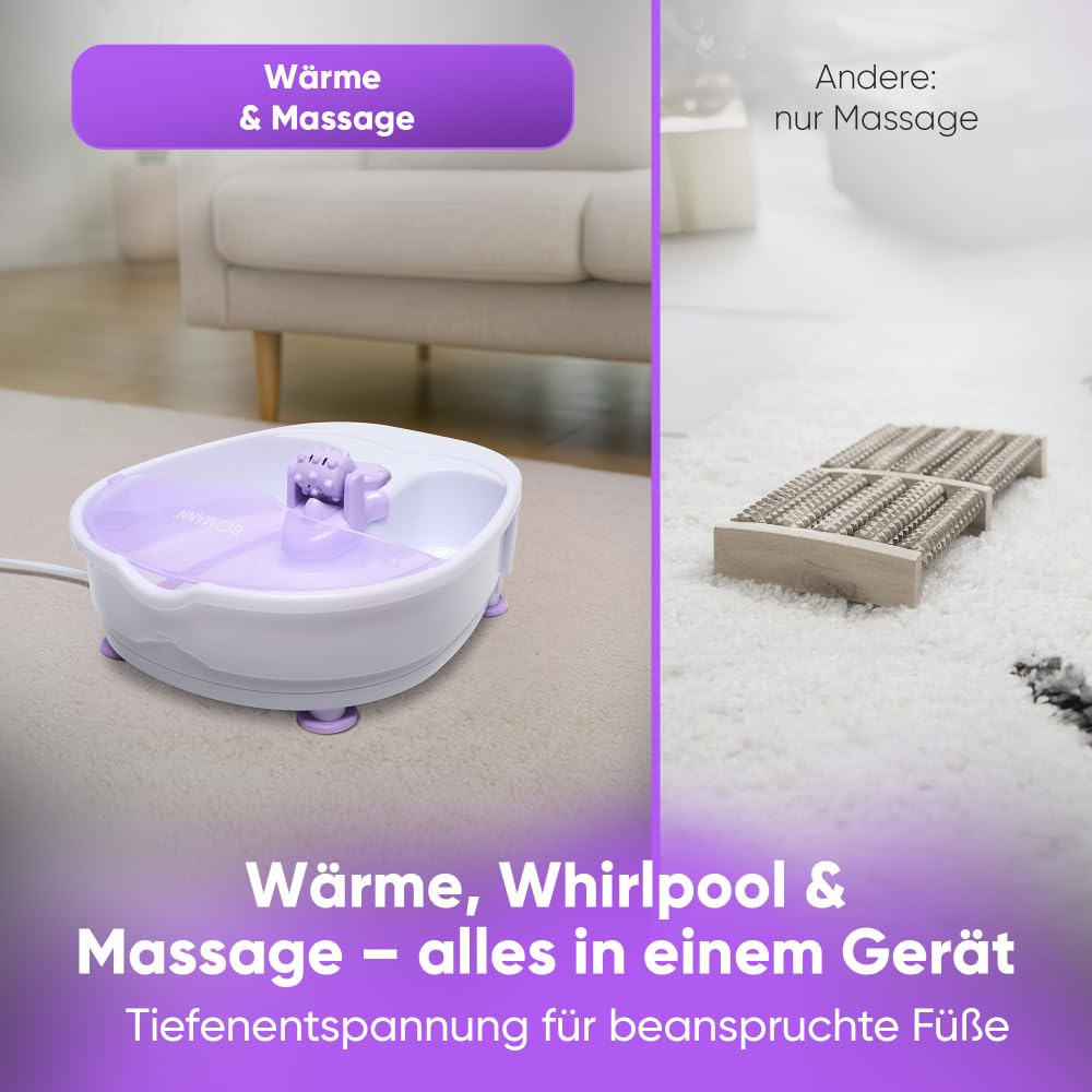 Bomann® Fußbad mit intensivem Whirlpool-Effekt | Fussbad mit Massagefunktion inkl. Massagerolle | Fußbadewanne mit 4-Stufen-Schalter | Fußmassagegerät mit Wasser | Fußwanne FM 8000 CB