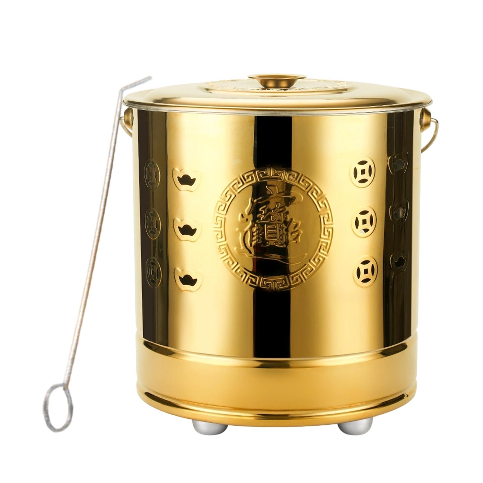 Burning Bucket Portable Handle Versatile Burn Barrel for Paper Outside Trash Gold S-image-41