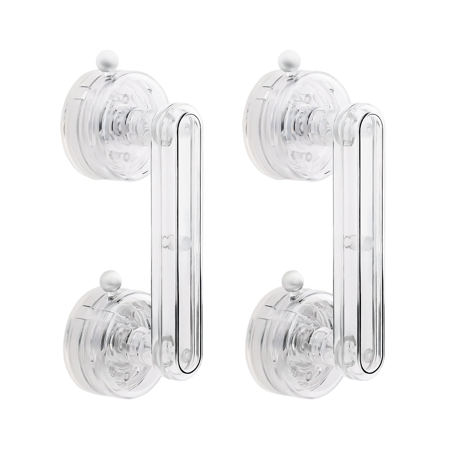 Huakaile 2 Pieces Transparent Suction Cup Handle for Sliding Glass Door Hole-Free Waterproof Suction Grab Bars for Shower Heavy Duty Window Kitchen Drawer Bathroom (Transparent)