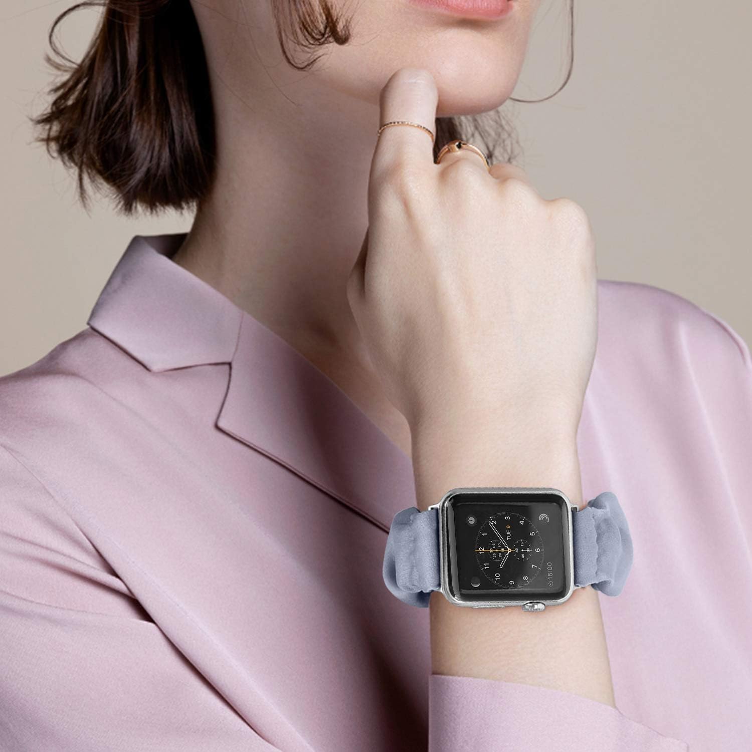 Compatible for Scrunchie Apple Watch Band 38mm 42mm 40mm 44mm Cute Fabric Elastic Watch Bands Women Bracelet Strap for Apple iWatch Series 6 SE 5 4 3 2 1