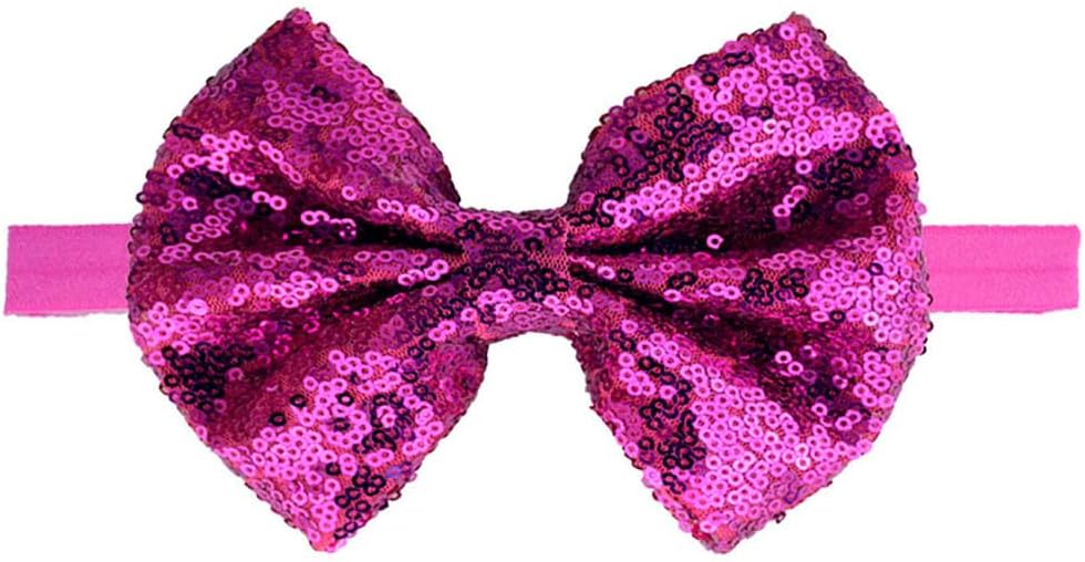 Baby Girl's Lovely Sequins Bowknot Headband Toddler Hairband for Photography Travel Party Festivals (Fuchsia, One Size) — 사진 1